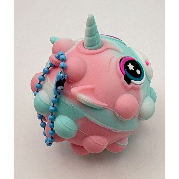 Baby Unicorn Squish Ball Keychain Fidget Toy Pink Blue Stress Relief Ball - Picture 5 of 6
